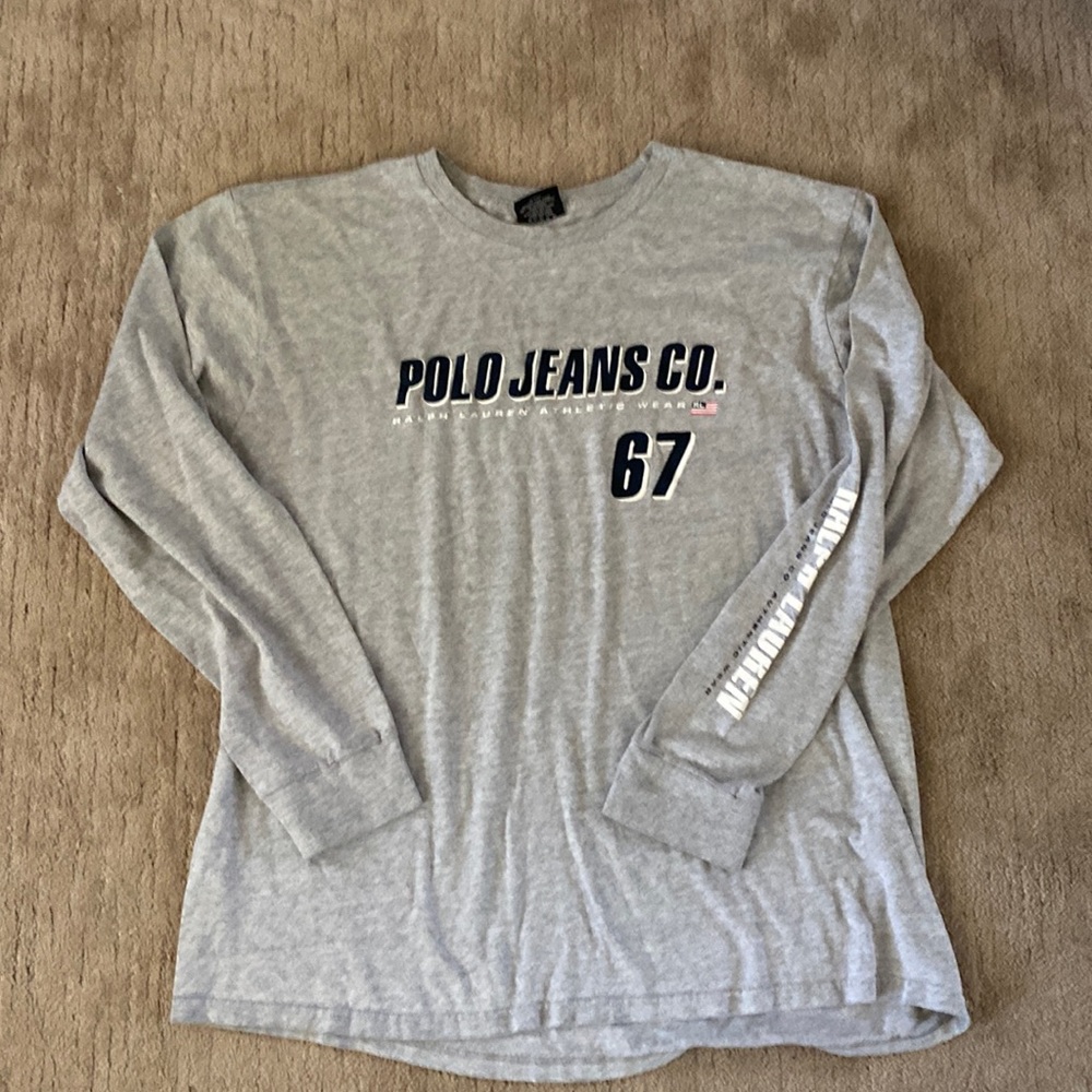 Vintage Y2K Polo Jeans Co Ralph Lauren 67 spell out long sleeve T-shirt XL 90’s